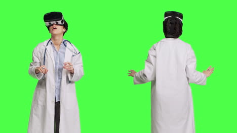 General-practitioner-works-with-virtual-reality-headset-to-examine-results